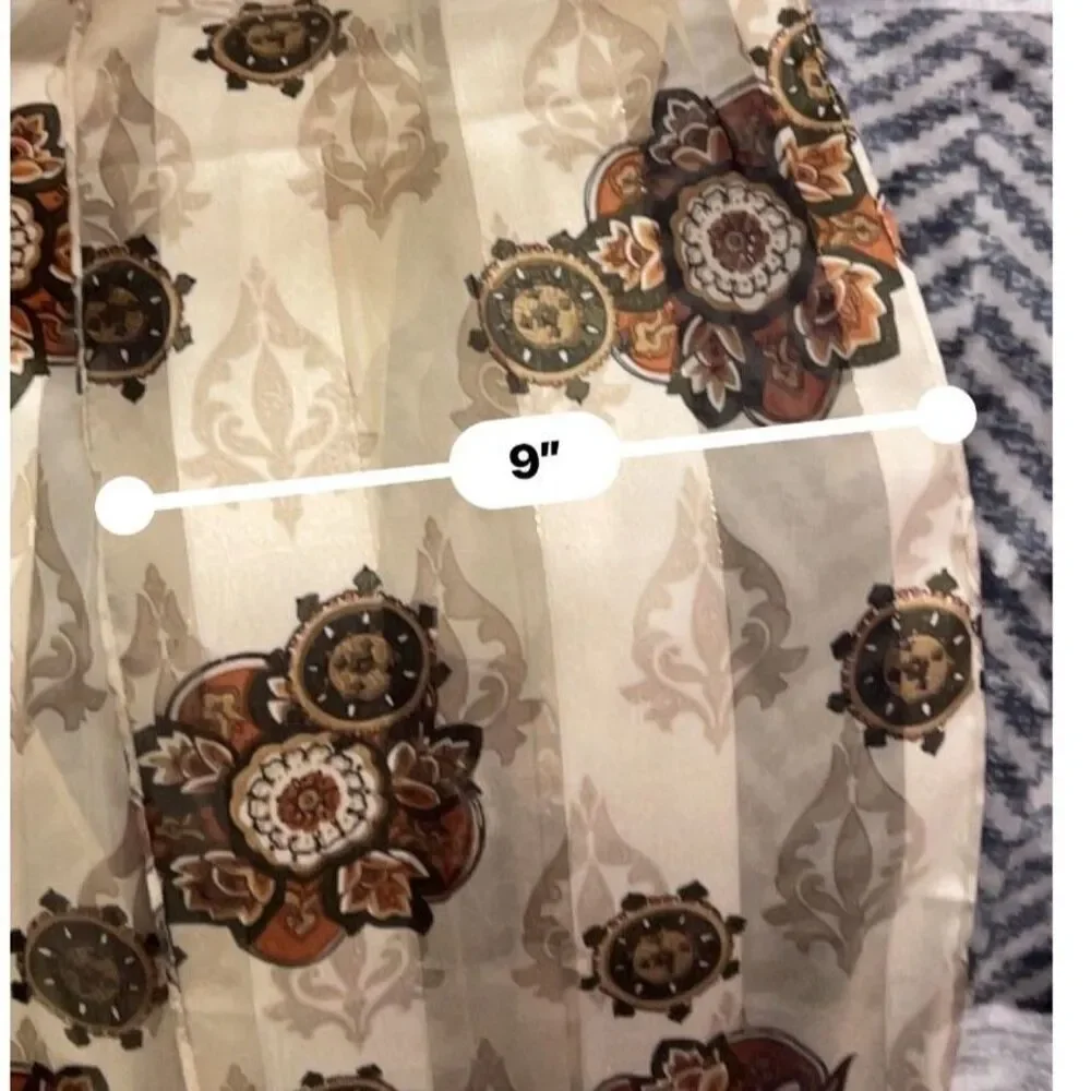 Cejon Beige Brown Floral Paisley Scarf 9 x 30